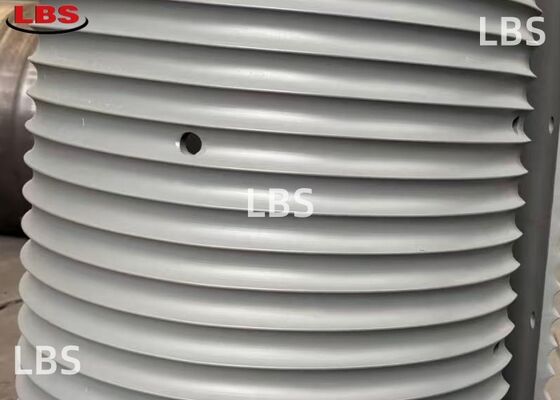 26mm Wire Rope Left-Handed 80°  Lebus Groove Drum Sleeve Welded Ramps Zinc-Rich Primer Coated LBS Liner